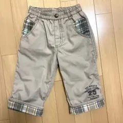 ベージュ チェック柄ポケット ハーフパンツ 130cm