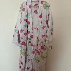 花柄 浴衣 白地