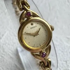 SEIKO セイコー ブレスウォッチ 2Pカラーストーン ルビー ゴールド