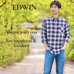 新品タグ付　EDWIN エドウィン チェックシャツ S 綿100% 男女兼用