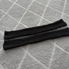 リブ編み 黒 ニット 手袋 アーム