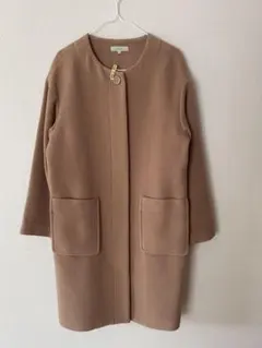 petithonfleur ノーカラーコート キャメル 9号