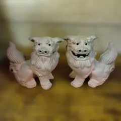 【縁起物】シーサー 置物 2体セット 陶器製