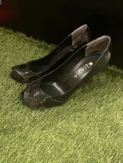 Diana ブラック　レッド　オープントゥハイヒール