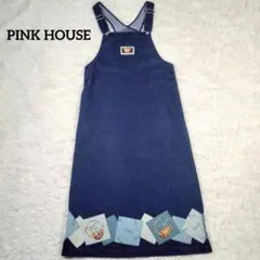 美品☆ピンクハウス　ジャンパースカート　パッチワーク　ベア　ロング　ロゴ　ハート