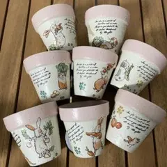 56 ハンドメイド リメイク鉢 8個 うさぎ 植木鉢 多肉植物 サボテン