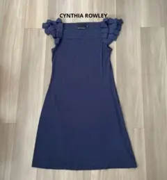 CYNTHIA ROWLEY シンシアローリー　ネイビー 肩フリルワンピース Sのサムネイル