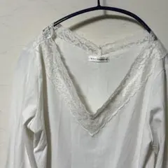 a.v.v アーヴェヴェ カットソー 花柄レース 長袖 白 レディース M