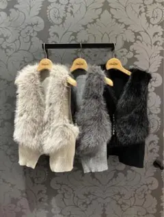 GALENA パールボタン　ファーベスト　美品 チアフル