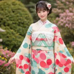 格安！！　振袖フルセット　9点　成人式　結婚式　前撮り　アイボリー　レース　黄緑