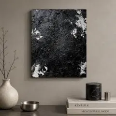 mineral（＃1）】アートパネル テクスチャーアート 黒 モノトーン 鉱石
