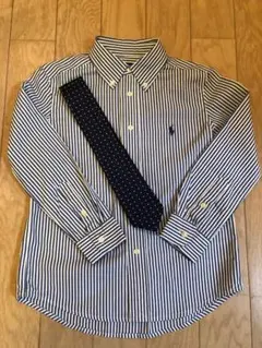Polo Ralph Lauren ストライプ長袖ボタンダウンシャツ/ネクタイ
