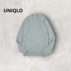 ユニクロ セーター ウール Vネックニット 長袖カットソー グレー カジュアル