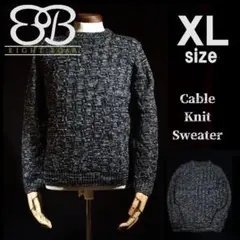 ◆在庫処分 クルーネック ケーブル編みニットセーター Ｍ相当◆黒h01