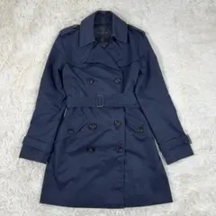 良品　COACH　トレンチコート　ネイビー　レディース　秋冬　ロング