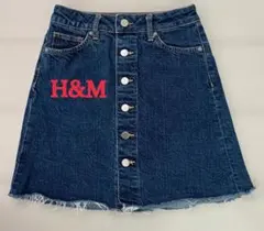 H&M ダークデニム ボタンフロントスカート　Aライン