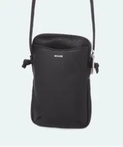 BEAURE ブラックレザー スマホショルダーバッグ