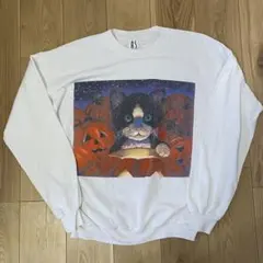 90s 黒猫とジャック・オー・ランタン アート　スウェット