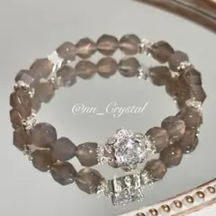 グレー瑪瑙(グレーアゲート) 多面カット 天然石ブレスレット