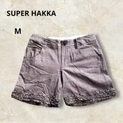 未使用ス－パ－ハッカ ショ－トパンツM チェック 裾フリル 切りっぱなし