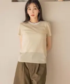 希少タグ付　ローリーズファーム　シアーレイヤードＴ 　ベージュ半袖夏服　透け感