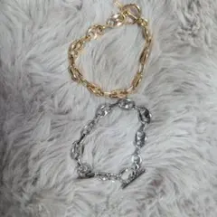 ゴールド シルバー チェーンブレスレット セット