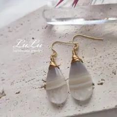 天然石　カーネリアンアゲート　雫　サージカルステンレス　ピアス　イヤリング