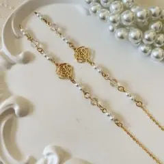 ♪❤️ 薔薇　パール　メガネチェーン　マスクチェーン　ハンドメイド
