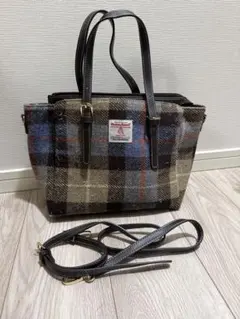 チェック柄トートバッグ ウール混合