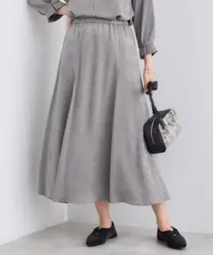 (L02155)INDIVI スエード調サテンスカート 大きいサイズ　19