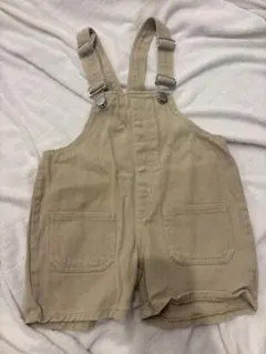 韓国子ども服 オーバーオール ハーフパンツ ベージュ