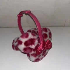 東京ディズニーリゾート ミニーマウス　ヒョウ柄イヤーマフ　ピンク　リボン　ファー