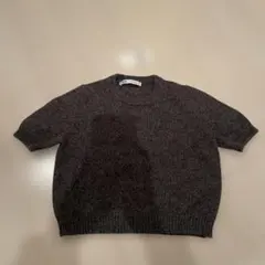 ZARA クロップド丈半袖ニットセーター S グレー
