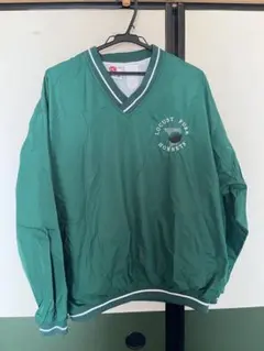 緑色 Vネック ナイロンジャケット