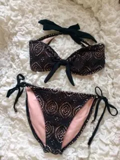 RAMPAGE 水着 ビキニ 花柄 レース 黒 ピンク リボン セット マイアミ