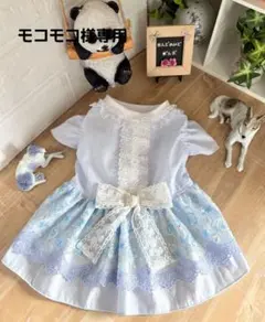 ハンドメイド犬服・爽やか！♥️エレガント！ギャザーたっぷりワンピース