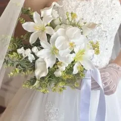 ウェディングブーケ　アーティシャルフラワー　ブートニア付き