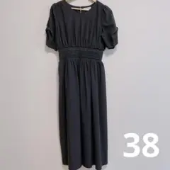 クチュールブローチ／ロングブラックワンピース　38のサムネイル