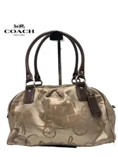 コーチ　ハンドバッグ　バッグ　ブラウン　ブランド　馬車　お洒落　レディース
