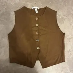 H&M ベスト ジレ ブラウン ゴールドボタンのサムネイル