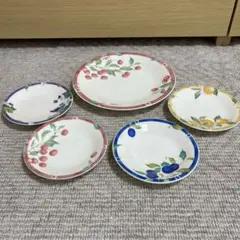 ungaro　フルーツ柄　パーティー皿セット　前畑陶器　中皿1枚、小皿４枚