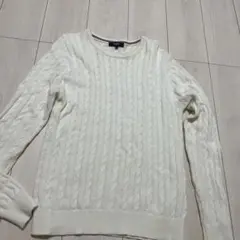 BEAMS HEART ケーブル編みニットセーター M ホワイトのサムネイル