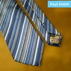 Paul Smith　ポールスミス ブルー系レジメンタルネクタイ 裏地に花柄
