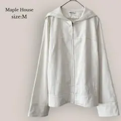 【Maple House】ブルゾン　ジャンパー　パーカー　花柄　刺繍　良品　白