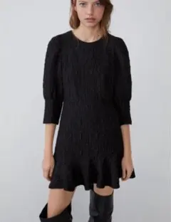 どーなつ様専用☆ZARA フレア七分袖ミニワンピース