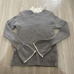 美品⭐︎efforia エフォーリア しまむら 配色リブニット フレアスリーブ M