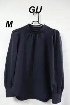 今激特価！プロフ必読GUネイビー長袖カットソー/ブランド重宝良品Mブラウス M