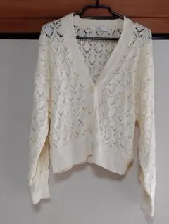 earthアイボリー レース編み カーディガン