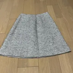グレー系ツイードタイトスカート ひざ丈