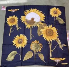 ティファニー　スカーフ　 花柄　ひまわり　レッド　ふちイエロー　no.49 ティファニー スカーフ 花柄 ひまわり レッド ふちイエロー no.49
